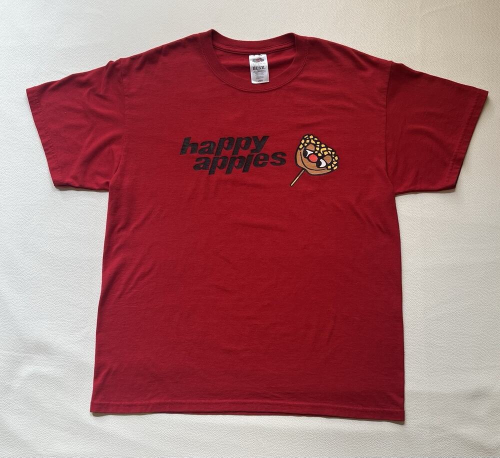 Fruit of the Loom Best Happy Apples Graphic T-Shirt Red Mens Large L Tee